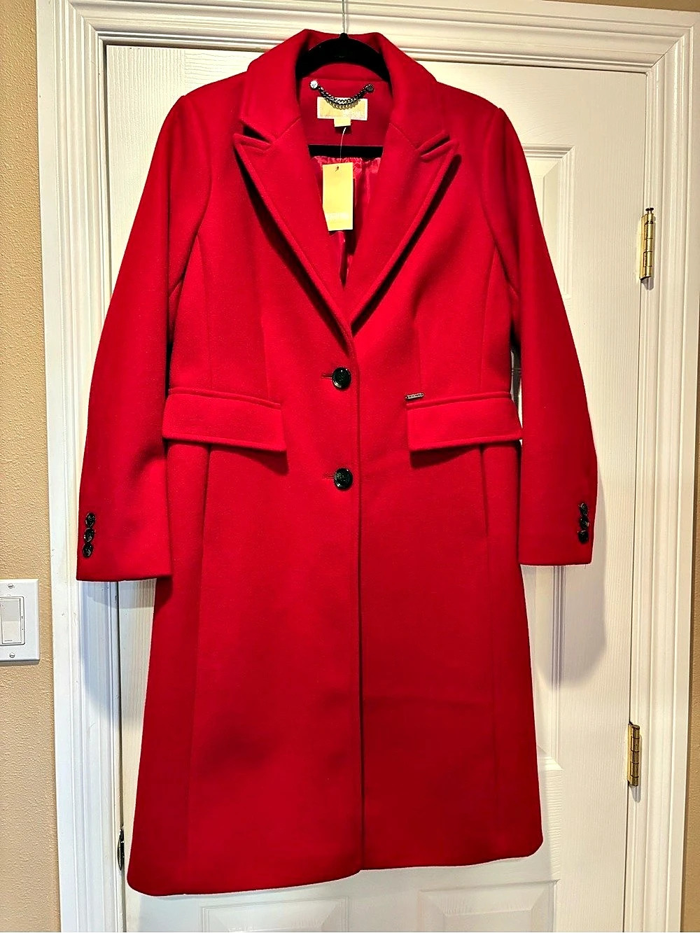 Michael Kors blend single-breasted coat Red Coat Size Medium NWT